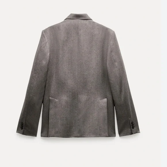 Zara Taupe Gray Double Breasted Wool Blazer Coat ZW Collection NWT - Picture 8 of 16